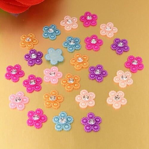 BOLIAO 20Pcs 14mm Rose Flower Shiny Resin Flat Back Rhinestone Glue on Bags/Clothes Home Accessories Decoration R360