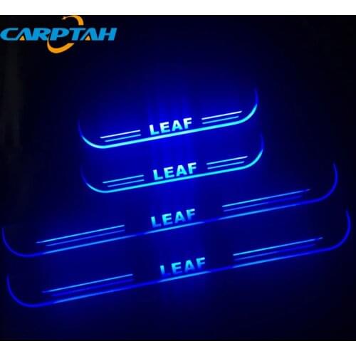 Carptah Moving Light Car Exterior Parts LED Door Sill Scuff Plate Pathway Dynamic Streamer Light For Nissan LEAF 2018 2019 2020