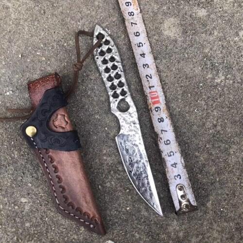 Damascus Collection Knife Fixed blade Knife Blanks 440c stainless steel DIY blades edc White pocket survival Hunting knife