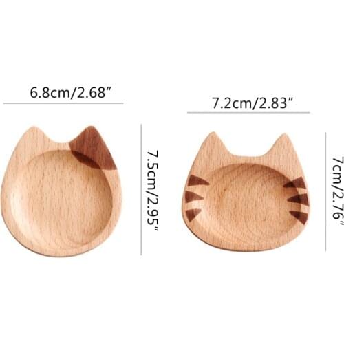 Japanese Style Wooden Sauce Dishes Cute Cat Shaped Dipping Bowls Kawaii Snack Seasoning Kimchi Soy Appetizer Plates Tray 449E