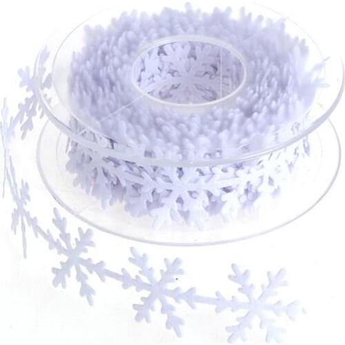 Snowflake Ribbons For Crafts Trim Lace New Year Christmas Decor Sewing Accessories DIY Box Packing Handmade Material (White)