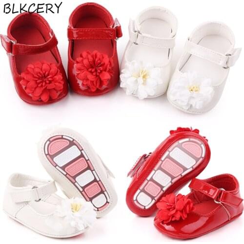 Newborn Baby Girl Shoes Toddler Soft Rubber Sole Leather Princess Flower Loafers Infant Footwear for 1 Year Trainers Doll Gift