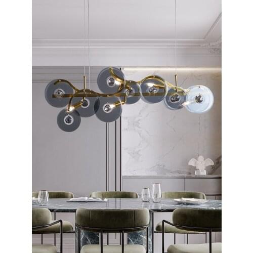 Dining room chandelier light luxury modern minimalist glass minimalist Nordic personality long restaurant light
