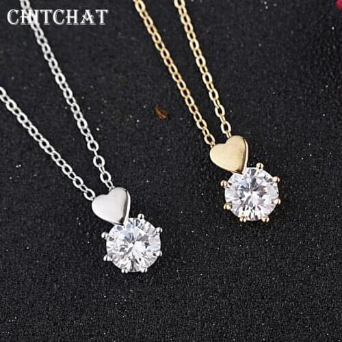 Fashion Simple Crystal Heart Necklace Pendants For Women Gold Silver Color Choker Wedding Jewelry Gift Chain Accessories