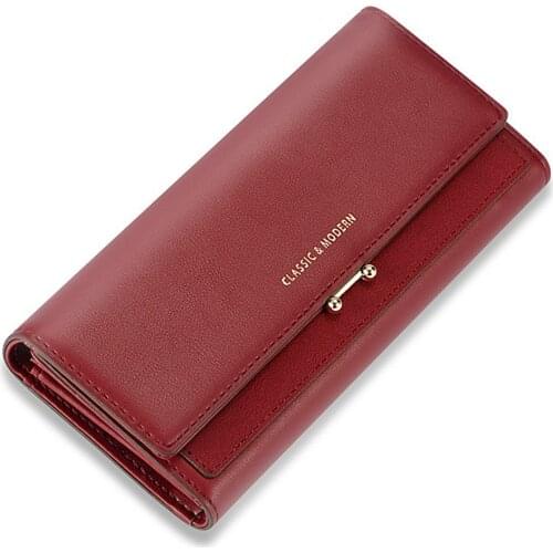 Soft PU Leather Long Wallet Womens Tri-fold Fashion Horizontal Female Purse Clutch Ladys Zipper Coin Wallets Large Capacity