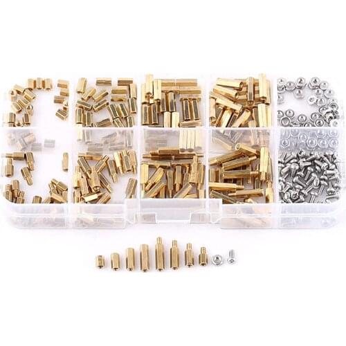 Hardware Tool Sets 300Pcs M2 Brass Copper Pillar Standoffs Hex Column Screws Nuts Assortment Kit - Screws Kit