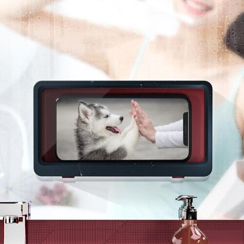 Bathroom Phones Wall Storage Holder Bathroom Waterproof Phones Box With Flexible Touches Screen Phone Hanging Shlf Anti-fog