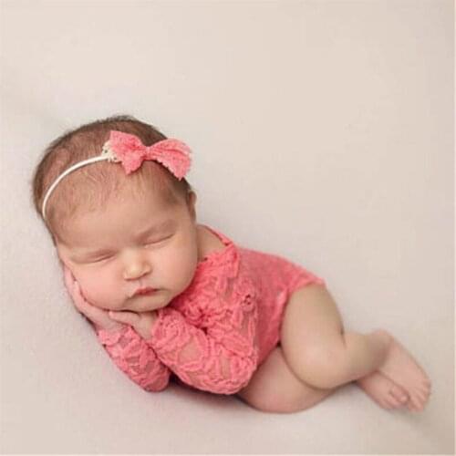 Newborn Photography Props Baby Romper Studio Photography Accessories Lace Romper Back Tie Girls Outfit Baby Romper Clothing Soft