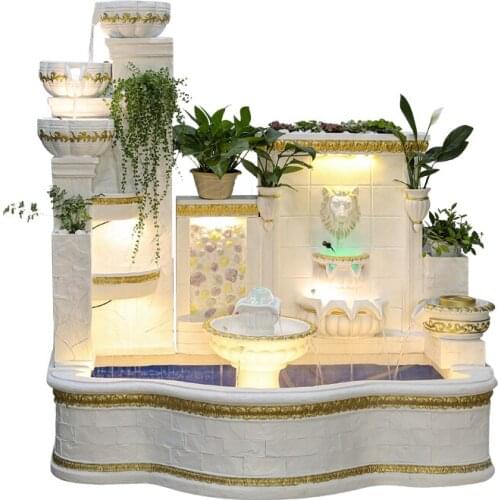 TT New Large European Style Water Fountain Courtyard Fish Pond Living Room Decoration Fish Tank Landscape and Wealth Decoration