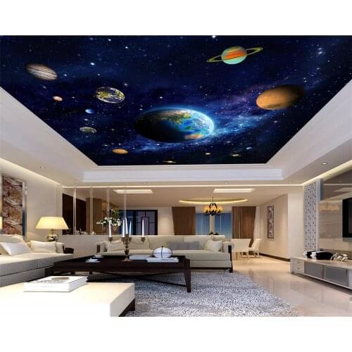 Beibehang papel de parede Blue Space Planet Hall Wallpaper Bedroom Zenith Mural 3 d wallpaper for walls wallpaper for kids room