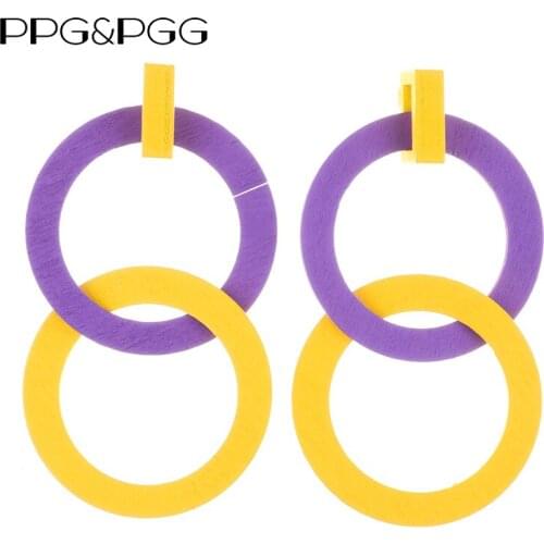 PPG&PGG 2018 Drop Dangle Earrings for Women Big Circle Round Fashion Jewelry Cheap Wedding Part Gift Pendant Bohemian Statement