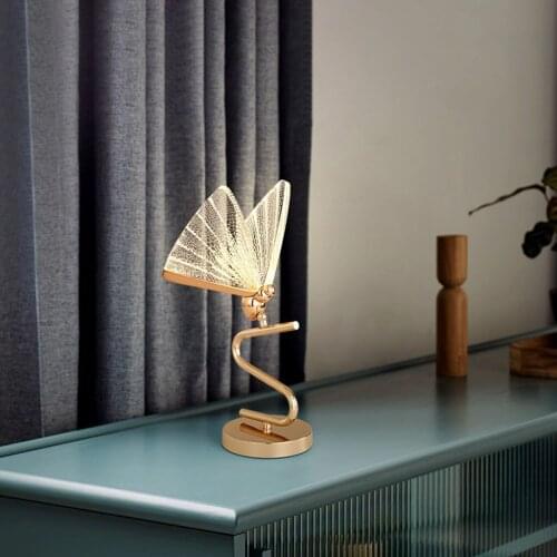 Butterfly Bedside Table Lamp for Bedroom Living Room Desk Lamp Study Metal Art Decor Desktop Night Lights Lighting Photo Props