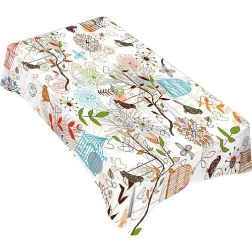 Rectangle Table Cloths Beautiful Bird Cage Flower Leaves For Dining Bbq/picnic Coffee Table