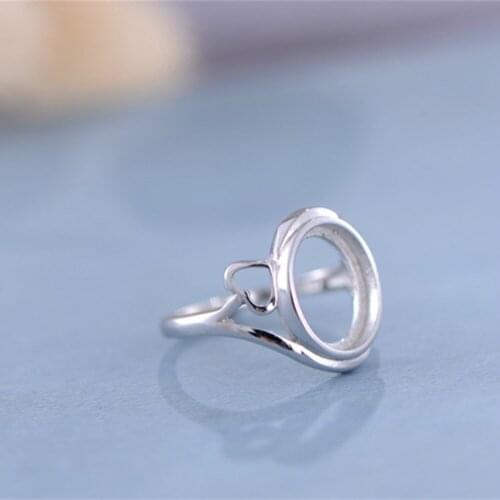Ring Blank (10x12mm Oval Blank) Long-Lasting White Gold Plated 925 Silver Ring Base Adjustable Ring Setting R618B