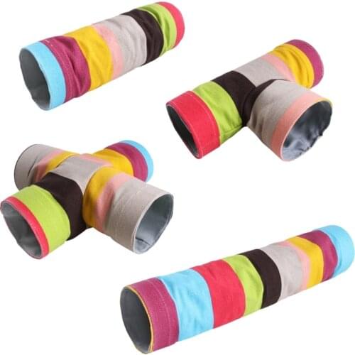 Collapsible Tunnel Small Pet Toys 11cm/4.33" Width Play Tunnel Colorful Hideaway for Ferret Rats Sugar Glider Rabbit