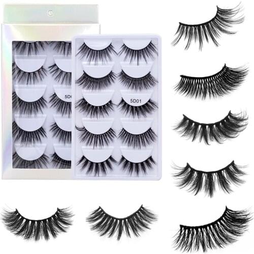 5 pairs multipack fluffy faux 3d mink eyelashes natural long false eyelashes extension handmade volume 3d lashes makeup cilios