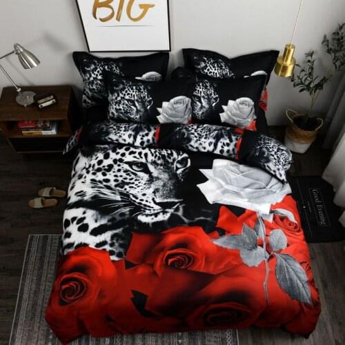 Luxury Adult Quilt Duvet Cover Set Rose Cactus Duvet Cover Animal Home Textile 3D Print Bedspreads Leopard Flower Bedding Set