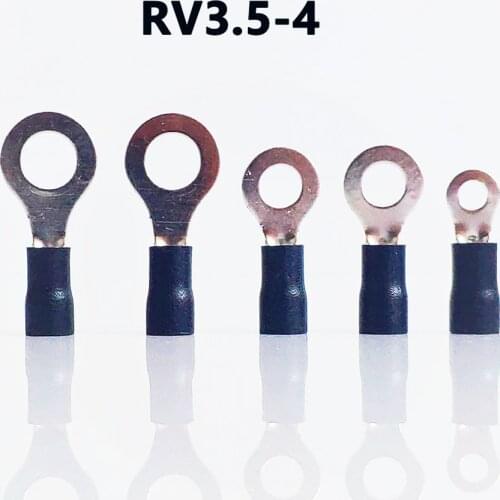 RV3.5-4 BLACK color Ring insulated terminal suit 2.5-4mm2 Cable Wire Connector cable Crimp Terminal 100PCS/Pack free shipping