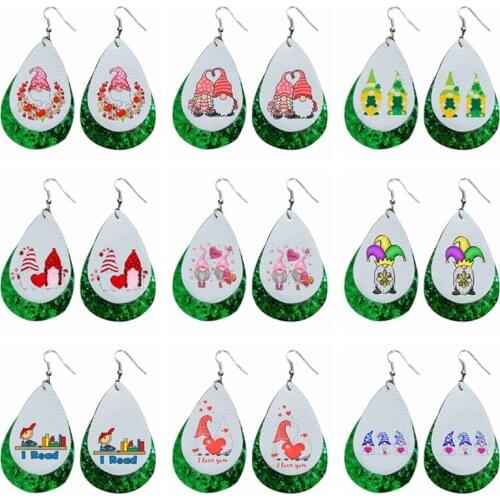 36pairs/set Triple Hearts Love Earrings Gnomes Earring I m Reader Valentines Day Faux Leather Wholesale