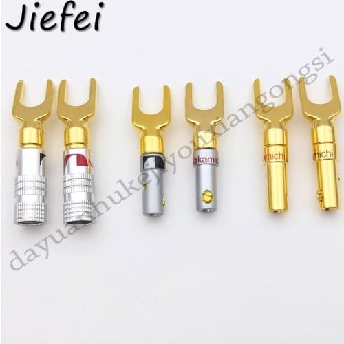 20-100Pcs 3-type Nakamichi Brass Banana Plug Conenctor Gold plated Spade Speaker Banana Plugs Audio Screw Fork Connector Adapter