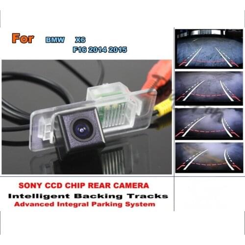 For BMW X6 F16 2014 2015 Smart Tracks Chip Camera / HD CCD Intelligent Dynamic Parking Car Rear View Camera