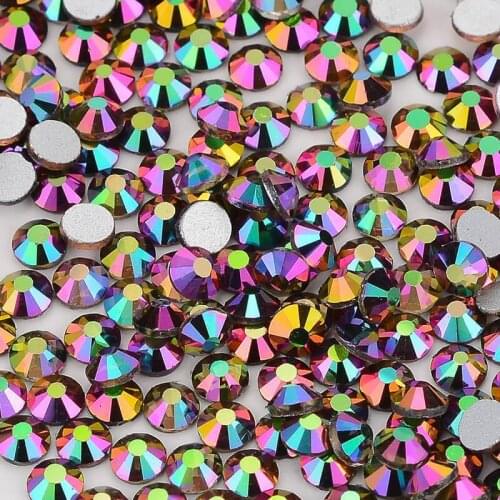Rainbow Rose Gold Crystal FlatBack Glass Rhinestones Non-HotFix for Nail Art Decorations Flat Back Rhinestones Crystal