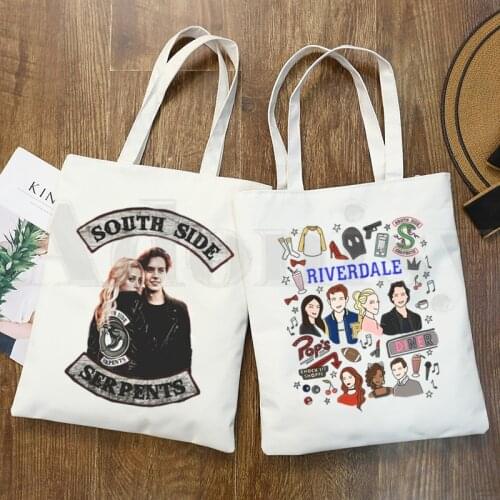 Riverdale South Side Serpents Snake Fashion Graphic Cartoon Print Shopping Bags Girls Fashion Casual Pacakge Hand Bag