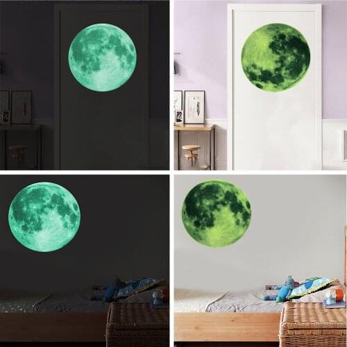 Glow In The Dark Home Decors 3D Wall Stickers Wallpapers DIY Luminous Moon for Kids Room Bedroom Refrigerator Stickers