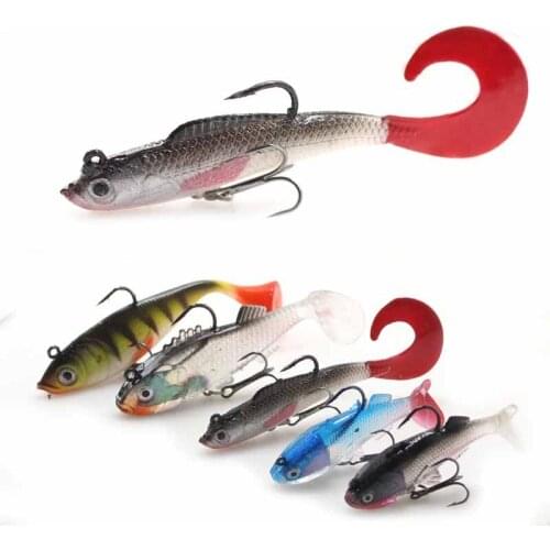 T-Bait 5Pcs/Box With Hook Soft Bait Set Silicone Artificial Bait Saltwater Freshwater Fishing Soft Lures