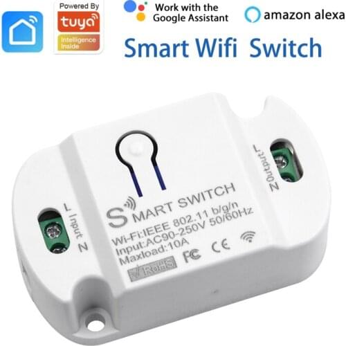 10A Wifi Smart Switch 90-250V Timer Light Switch Smart Home Voice Remote Control For Tuya Smart Life App Alexa Google Home IFTTT