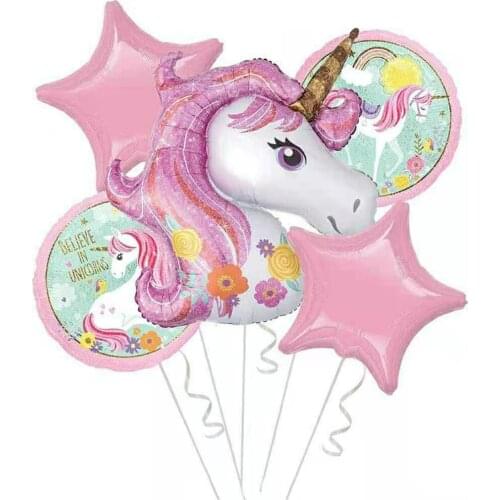 6 Batches/batch of Unicorn Balloon Rainbow Gradient 32 Inches Number 1-9 Th Boy and Girl Birthday Wedding Party Balloon Toy