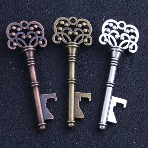 1pcs 27*78mm Vintage Metal Filigree Flower Bottle Opener Key Pendant Charms DIY Handmade Key Charms for Jewelry Making