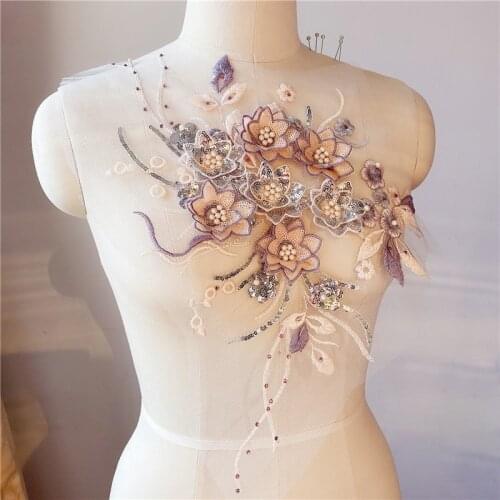 1Pc DIY Flower Embroidery Patches For Clothing DIY Embroidered Parches Appliques For Wedding Dresses Decoration Parch Ropa