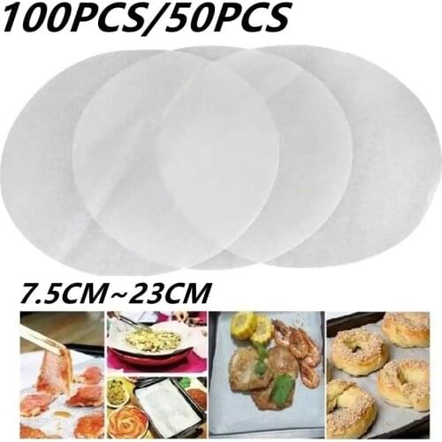 100/50 pcs Round Baking Paper Circle Parchment Paper Liner BBQ Oven Patty Hamburger Paper Cake Non-Stick Baking BBQ Tool