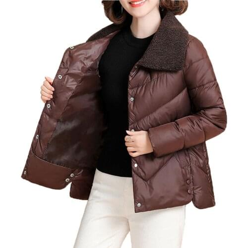 2021 Fashion Winter Short Parka Women Lambswool Collar Wadded Jacket Plus Size Down Cotton Jacket Loose Winter Coat Tops KW1137