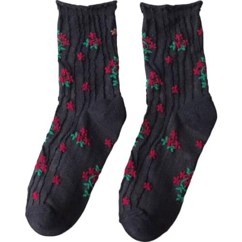 2021 New Cotton Fashion YZ-S-ZZ-0002 Socks Vintage jacquard socks with High Quality Leisure Socks with Beautiful Flowers