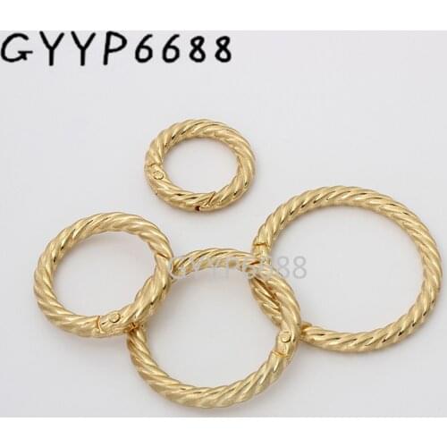 30pcs 4 sizes round shape satin gold 19mm 25mm 32mm 39mm spring ring for woman purse handbag keychain accessories