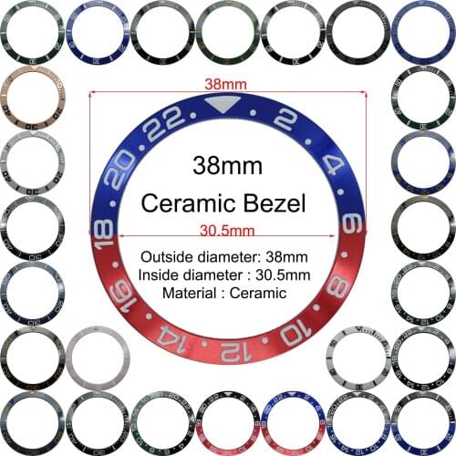 38mm Ceramic Bezel GMT and Diving watch Insert For 40mm Mens Watch Watches Replace Accessories Watch Face Watch Bezel Inserts