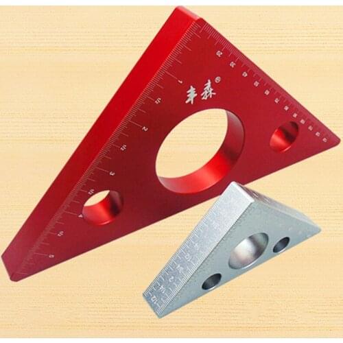 45 Degree Aluminum Alloy Angle Ruler Inch Metric Triangle Ruler Carpenters Workshop Woodworking Square Multifunction Tool
