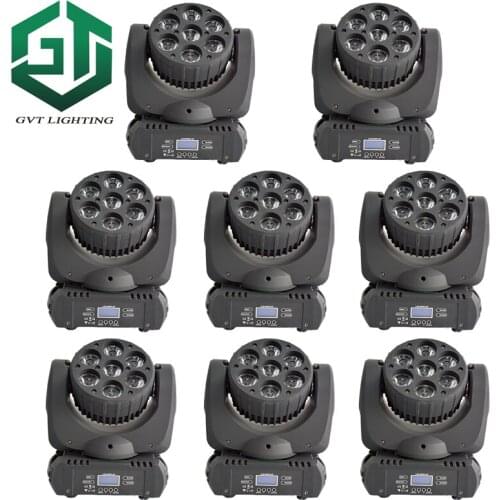 8pcs/lot LED Beam Moving Head Light 7x 12W RGBW Quad LEDs with beam Dj Disco Club Party Wedding Stage Effect Lighting