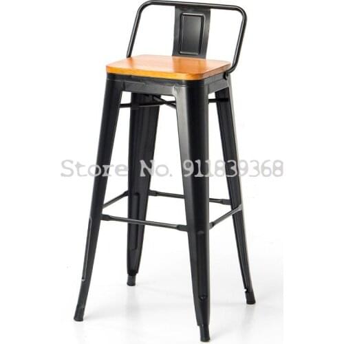 Bar Chair Modern Creative Simple Back Solid Wood Iron Bar Back Stool Fashionable High Stool Table Bar Chair Stool