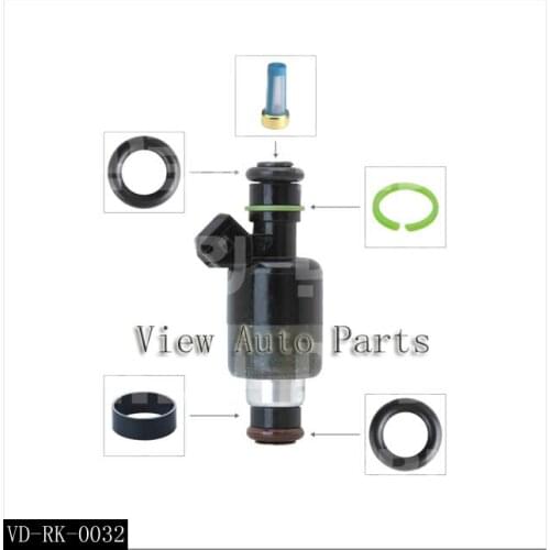 Free Shipping 200 sets Fit for nozzle fuel Injector Repair Kits Micro Filter Rubber seal orings plastic washer VD-RK-0032