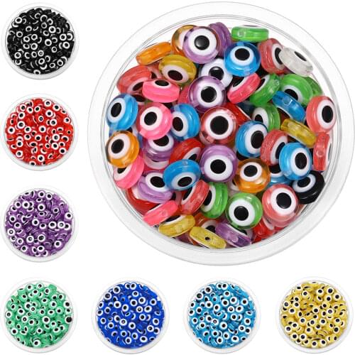 50Pcs/Lot 8-11mm ABS Acrylic Beads Oval Beads Evil Eye Beads Spacer Stripe Resin Spacer Beads for DIY Jewelry Making Findings
