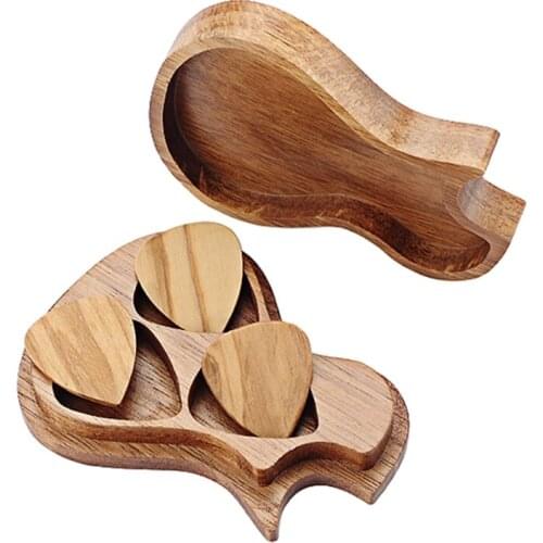 1 Set Handmade Wooden Guitar Pick Box and Picks Paddles for Guitarist Music Lovers Gifts Durable Delicate Surface