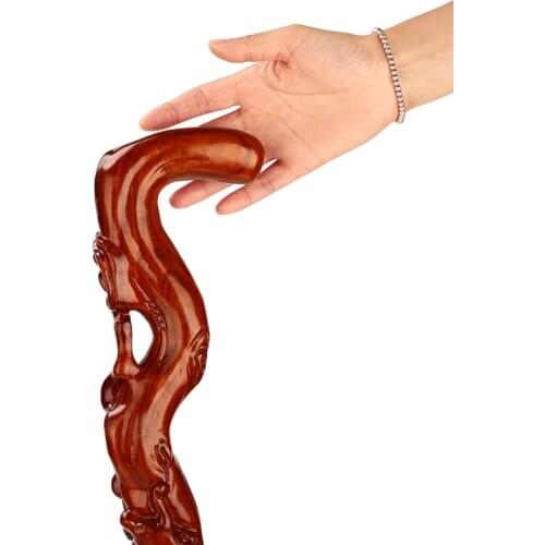 The old mahogany cane cane old rose wood wood carved carving stick slip Ganoderma Walker