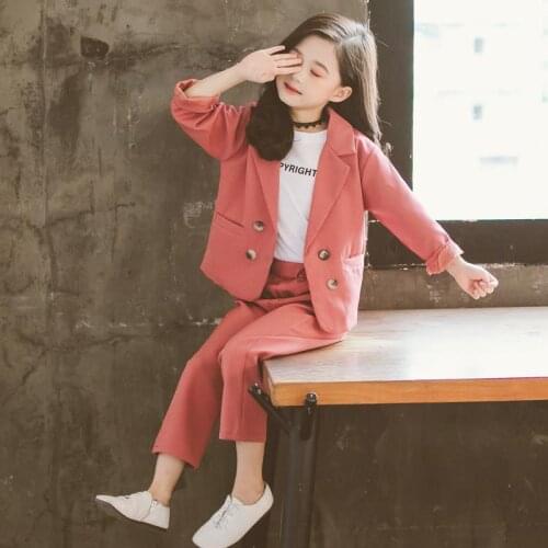 2pcs Children Formal Suits 8 10 year Girls Clothes Size 10 11 12 Kids Clothes Set Fashion Teen Girls Tracksuits Autumn Spring