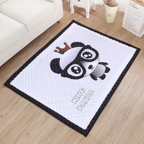 New Pure cotton Kids Carpet Cartoon Crown Bear Pattern Rugs Child Crawl Mats Baby bedroom Rectangle carpets Childrens Play Pad