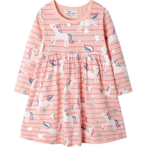 Baby Girls Unicorn Dress Long Sleeves Spring Autumn Dress for Baby Girls Beautiful Flower Unicorn Print Kids Dress Kids Clothes
