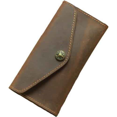 Vegan Leather Men Long Mobile Wallet To Store Russia Vintage Holders For Phone Male Clutch Bag Money Purse Pouch Gift For Son