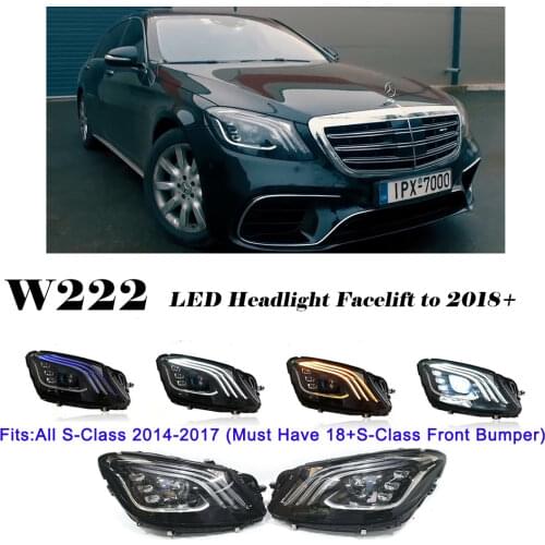 For 2013-2017 MERCEDES Benz S-CLASS W222 Headlights LED Facelift Upgrade to 2018+ Full Set